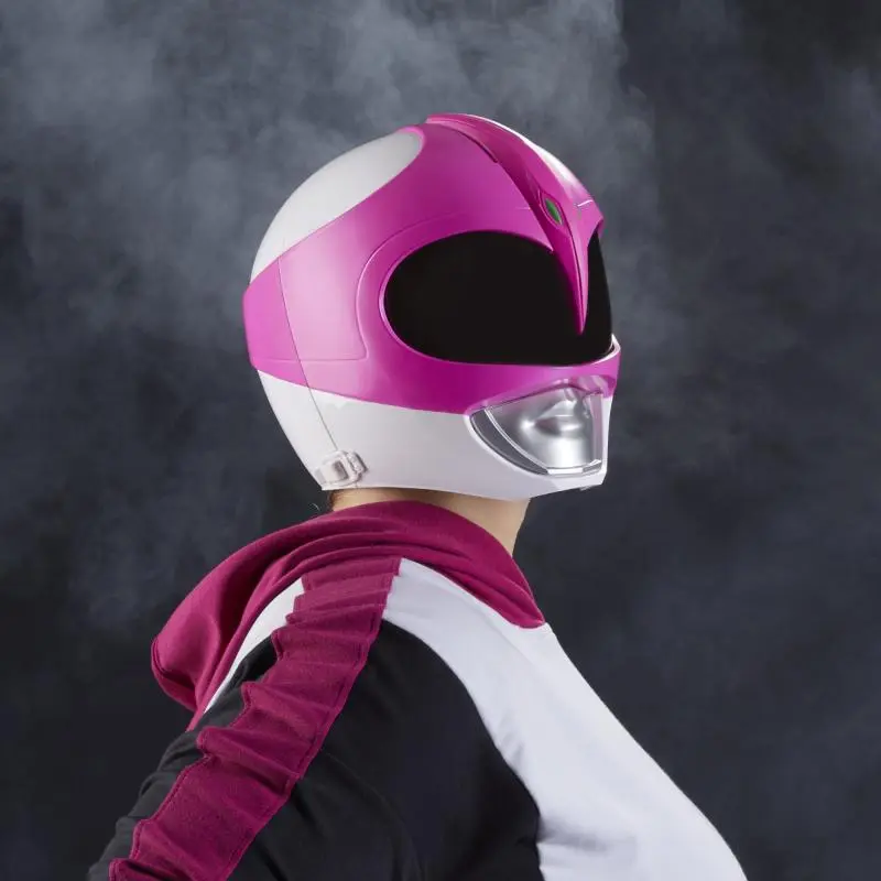 Girl With Power Ranger Mighty Morphin Pink Helmet